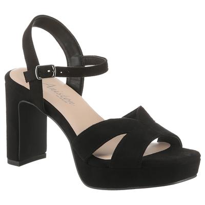 High-Heel-Sandalette ANISTON SHOES, Damen, Gr. 41, schwarz, Textil, Schuhe Riemchensandale Sandalette, Sommerschuh, Abendsandale, Plateau