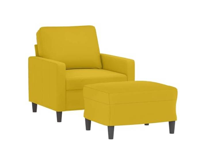 pokgdf Sessel mit Hocker Gelb 60 cm Samt Strapazierfähiger Samt, stabiles Sperrholz-Metall-Gestell, dick gepolstert, vielseitiger Fußhocker, modernes Design