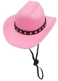 Fusion Finds Adjustable Pet Cowboy Hat For Dogs & Cats Funny Western Costume Headwear With Secure Fit pink star
