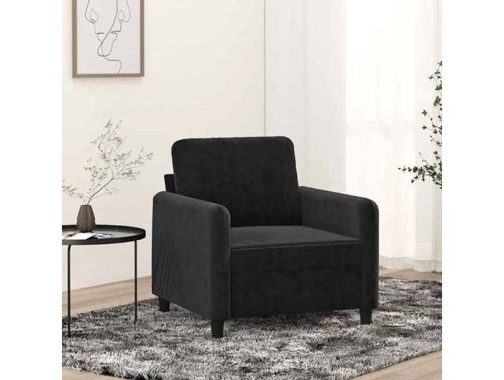 Fauteuil noir 60 cm velours fauteuil moelleux teinte sobre salon design chic confortable