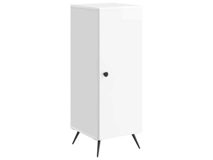 KPOTUERTU Sideboard Hochglanz Weiß 33 x 34,5 x 90 cm Holzwerkstoff Verstellbare Regale, Schubladen, Türen, Fächer, Esszimmer, Wohnzimmer, Flur