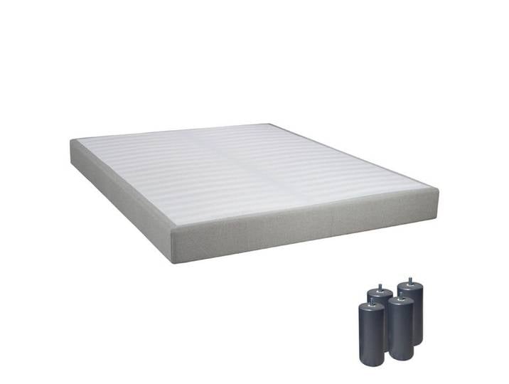 Tapikit - Sommier Tapissier Démontable 2x20 Lattes 140x190cm Lin + Pieds Anthracites 15cm