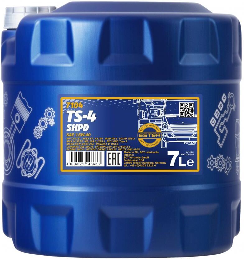 Sct - Mannol Motoröl Mannol Ts-4 Shpd 15w-40 Extra [7l] Mn7104-7 7l
