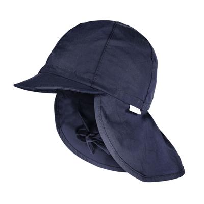 Sonnenhut MAXIMO, Jungen, Gr. 51, blau (navy), Popeline, Baumwolle, unifarben, Hüte, verstellbarer Kinnriemen, mit Nackenschutz, mit Gummizug