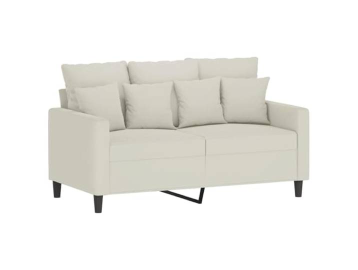 KTHLBRH Sofa-Set, 2-teilig, Samt, cremefarben, mit 16 Kissen Struktur aus Sperrholz und Metall, Polsterung aus Schaumstoff, 2-Sitzer 120 cm und 140 cm