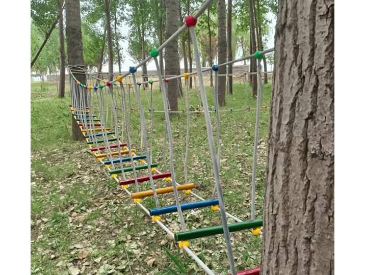 Earnmore Kindergarten Outdoor Brücke Kinder Sport Fitness Training Ausrüstung Massivholz Brücke Balance Brücke Klettern Brücke Spielzeug(Size:4m)