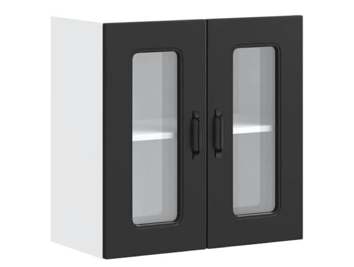 fsahslih Küchen-Hängeschrank Glastür Kalmar Schwarz 60x31x60 cm Kompakter Oberschrank für Küche und Speisekammer: Transparente Glastüren schützen Ihr Geschirr vor Staub.