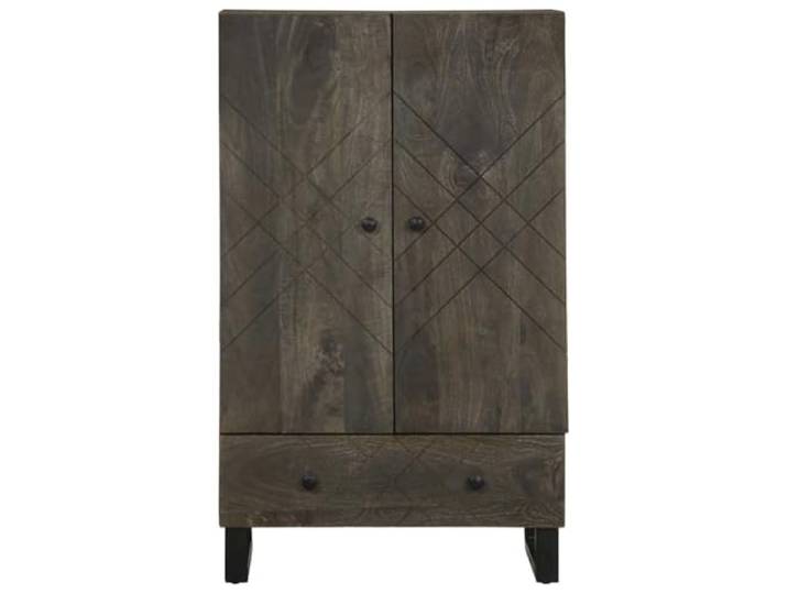 KTHLBRH Sideboard Schwarz 60 x 33 x 100 cm Massivholz Mango Metallfüße, praktische Tür, großer Raum, Montage erforderlich