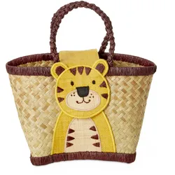 RICE Kleine Raffia Kindertasche, Tiger