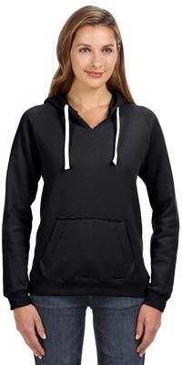 J America JA8836 Women's Sydney Brushed Hood T-Shirt in Black size Small 8836