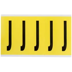 Brady, Etiketten, 3460-J, B-499, Nylongewebe, Buchstabe J, Schwarz auf Gelb, 44 x 127mm, Schrifthöhe 98mm(25 K