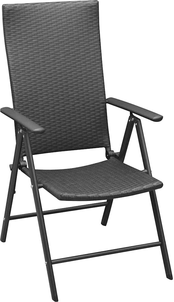 vidaXL Sillas plegables, 4 unidades, poliratán negro Negro