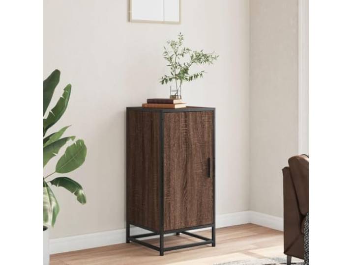 KTHLBRH Anrichte Eiche braun 35,5 x 35 x 76 cm Spanplatte Metall Praktische Tür, großer Stauraum, stabile Struktur, Industrie-Stil
