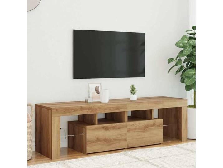 Console TV moderne finition Chêne artisanal - 140 x 36 5 x 40 cm - Meuble TV design Bois d'ingénierie