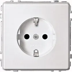 SCHUKO-Steckdose, Aquadesign, erhöhter Berührungsschutz, Steckklemmen (polarweiß glänzend)