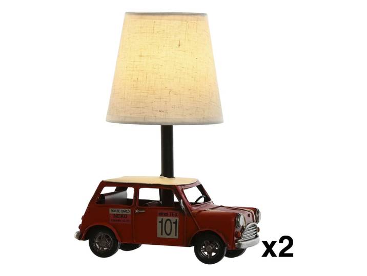 Lot 2 lampes de chevet voiture en acier rouge 27x20x13 cm