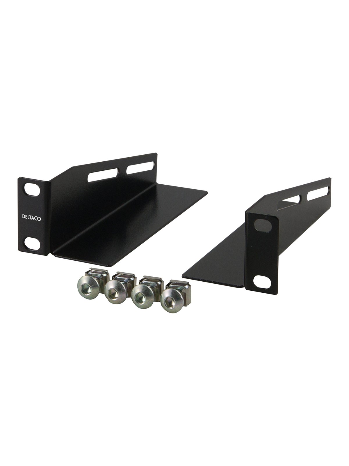 Deltaco L-support Rails 10" Cabinet 1U 136mm deep (2-Pack) Black