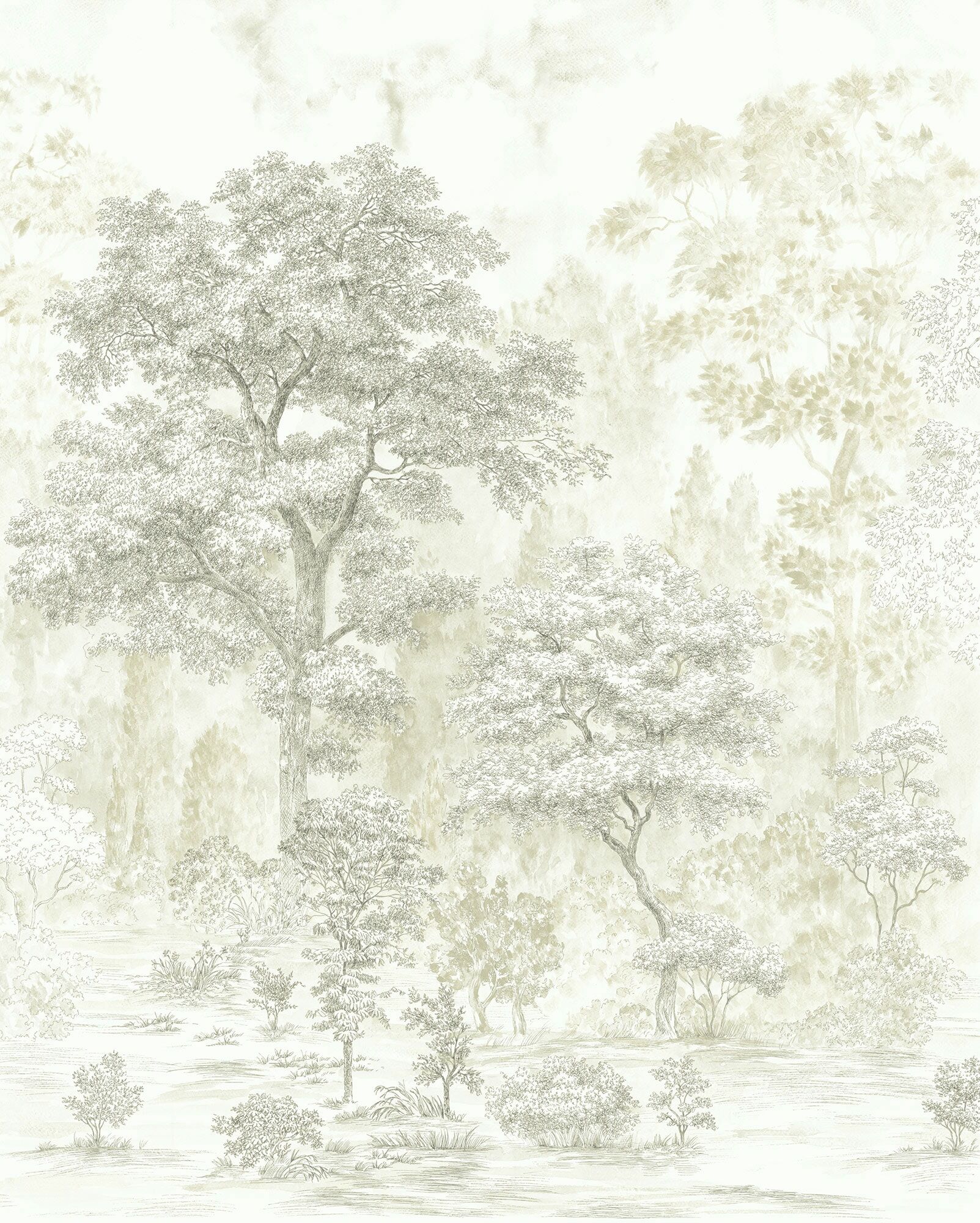 Vliestapete KOMAR "Digitaldruck Vlies - Noble Trees - Größe 200 x 250 cm", bunt (grün, weiß, blau), B:200m L:250m, Vlies, Tapeten, Vliestapete, Wohnzimmer, Schlafzimmer