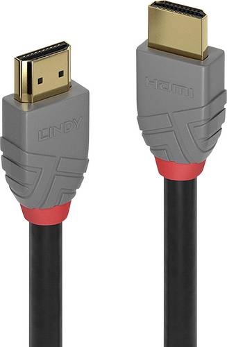 LINDY HDMI Anschlusskabel HDMI-A Stecker, HDMI-A Stecker 7.50m Anthrazit, Schwarz, Rot 36966 vergoldete Steckkontakte HDMI-Kabel