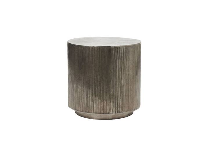 Table basse en aluminium argent, ronde, finition brossée, aspect