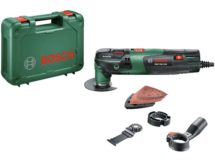 Elektro-Multifunktionswerkzeug BOSCH HOME & GARDEN PMF 250 CES , grün (grün, schwarz), B:29,1cm H:11cm L:38,6cm, Multifunktionswerkzeug-Maschinen, Elektro-Multifunktionswerkzeug, 250 W