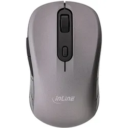 INLINE Maus 3-in-1, Bluetooth + 2x 2,4GHz Funk, 5 Tasten, optisch, grau/schwarz