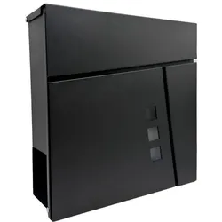 Relaxdays Briefkasten mit Zeitungsfach Schwarz