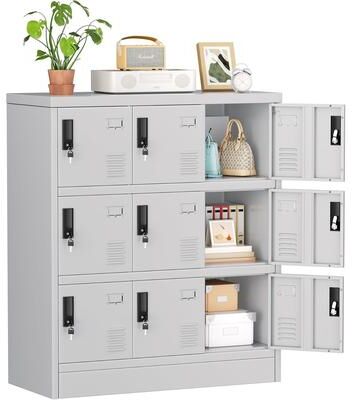 SUNCROWN 9 Door Metal Lockable File Cabinet, Steel Storage Cabinet Locker with Lock and Card Slot