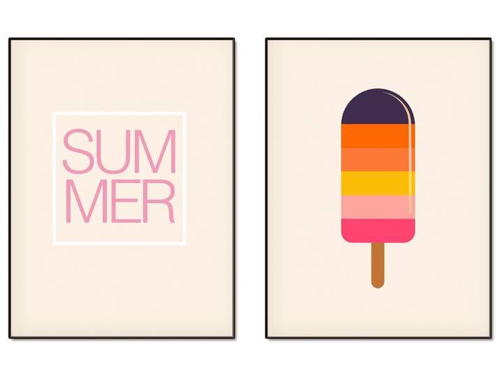 Wandbild GOODPRODUCT Summer & Ice , bunt (farbe bild(er): farbig), B:21cm H:29,7cm T:0cm, Papier, Bilder, Wandbild, als Poster oder Leinwandbilder Set