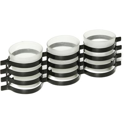 Windlicht AMBIENTE HAUS "Fuligo 3er Windlicht 30cm", schwarz, B:30cm H:9cm T:7cm, Eisen, Glas, Kerzenhalter, Windlicht