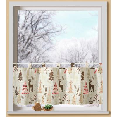 Scheibengardine WECKBRODT "Waldmotive" Gr. 1, beige (multi), B:120cm H:45cm, Polyester, Gardinen, Bistro, Leinen-Optik, blickdicht, HxB 45x120cm, Gardine, Store
