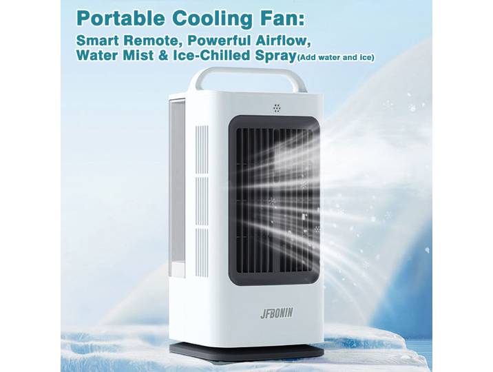 Mini climatiseur portable 3-en-1 de 1700 ml avec commande tactile intelligente, oscillation à 120 degrés, 3 vitesses, pour la maison et le bureau