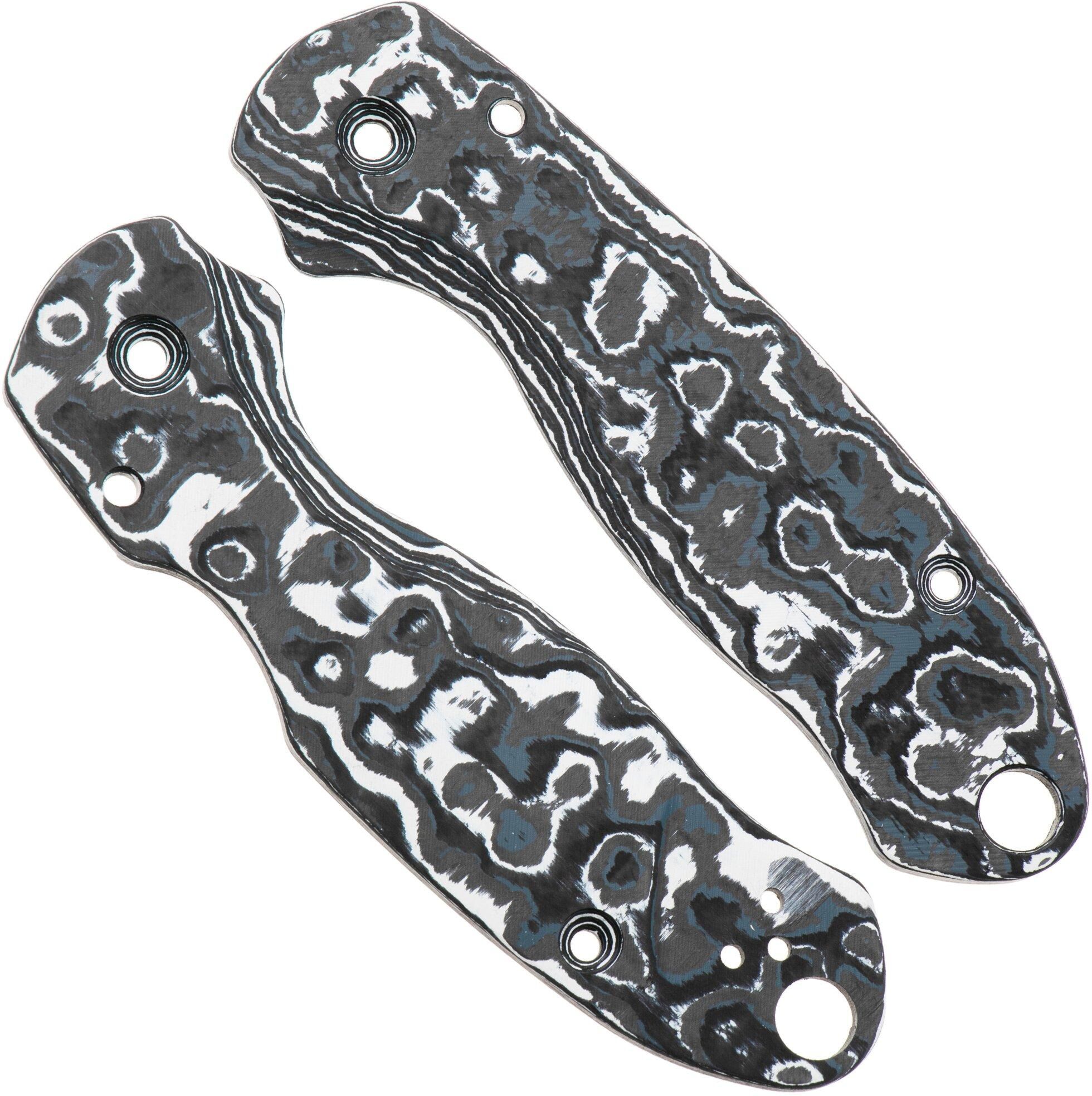 Flytanium Spyderco Para 3 Lotus Scales FLY1361WS White Storm Carbon Fiber, guancette