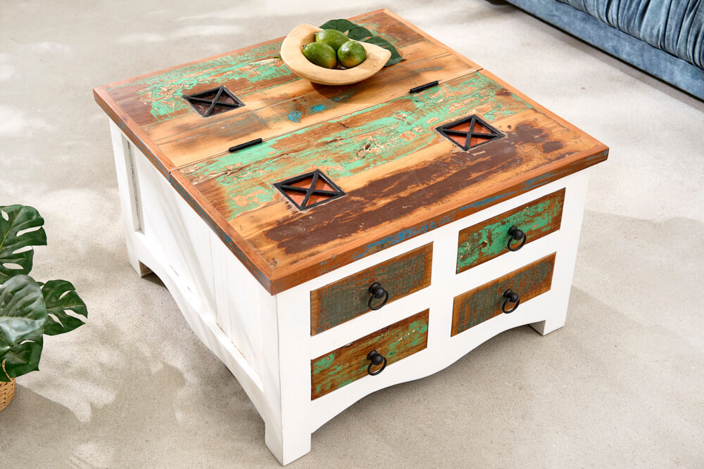 Salontafel mango wit bonte kleuren
