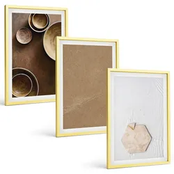 BILDER SET 3er Set - 40x60 cm Goldrahmen - Minimalistische Texturen und Farben