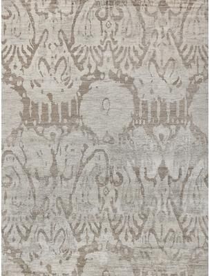 Exquisite Rugs Antique'd Silk hand-knotted Bamboo Silk Beige Area Rug