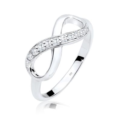 Silberring ELLI "Ring Infinity Zirkonia Eye Catcher 925 Sterling Silber" Gr. 56, weiß, Fingerringe, Damen, 56, Silber 925 (Sterlingsilber), Silberring