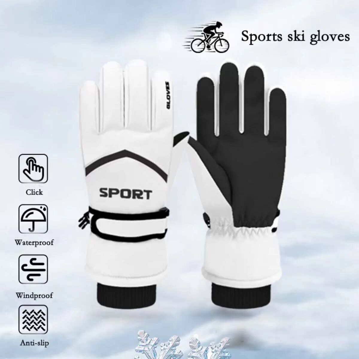 INF Ski Handschuhe für Erwachsene - Wasserdicht, Winddicht, Touchscreen Winterhandschuhe für Radfahren und Outdoor-Sport Weiß