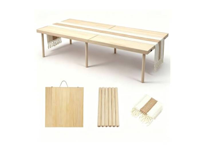 WBBML Outdoor Falttisch Kaffeetisch aus Holz Leicht zu Transportieren Foldable Dining Table Partys, Gärten, Strände(60 x30 x16 /152x76x40cm)