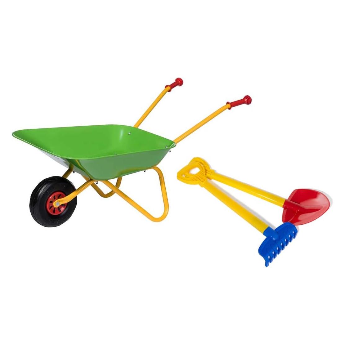 Rolly Toys Schubkarre mit Schaufel und Rechen, Metallschubkarre für Kinder (272846)