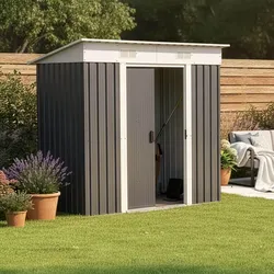 HOME DELUXE Geräteschuppen aus verzinktem Stahl BOHIO M - 195 x 184 cm