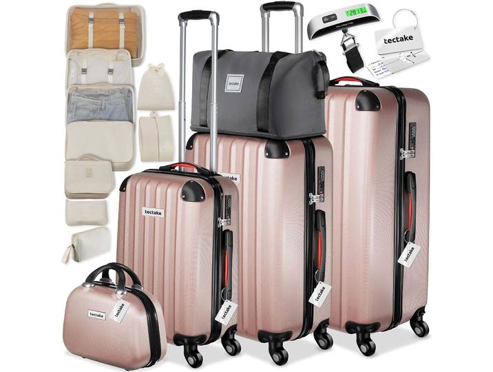 Hartschalenkofferset Cleo mit TSA-Schloss und Kofferwaage - roségold