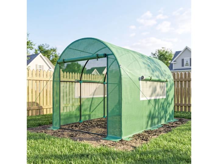 Outsunny Serre Tunnel 3x2x2m Acier PE Anti-UV Vert