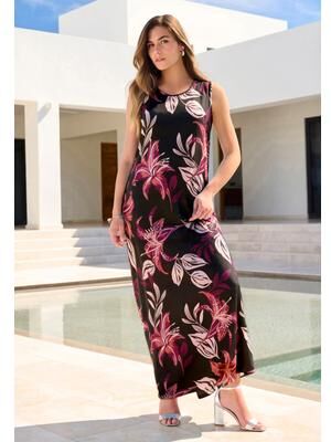 Plus Size Women's Plus Size Sleeveless Crew Neck Maxi Dress by Roaman's in Black Tiger Lily (Size 30/32)