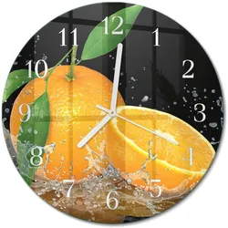 WANDUHR aus Glas Ø30 cm - Orangen