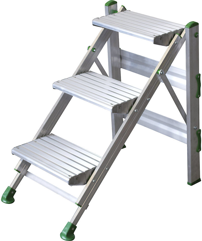 kaiserkraft Klapptreppe aus Leichtmetall, ohne Sicherheitsbügel, 3 Stufen