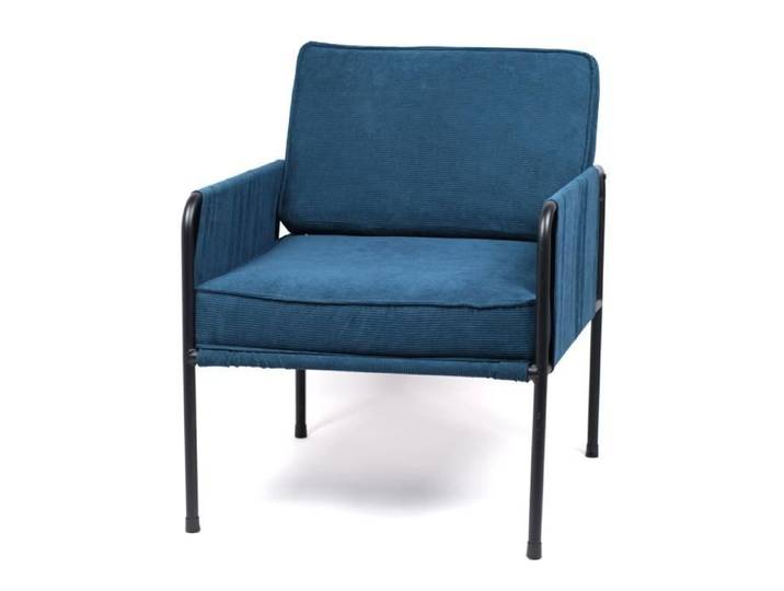 Fauteuil en tissu cotelé COZY - FACTORY - Bleu TU
