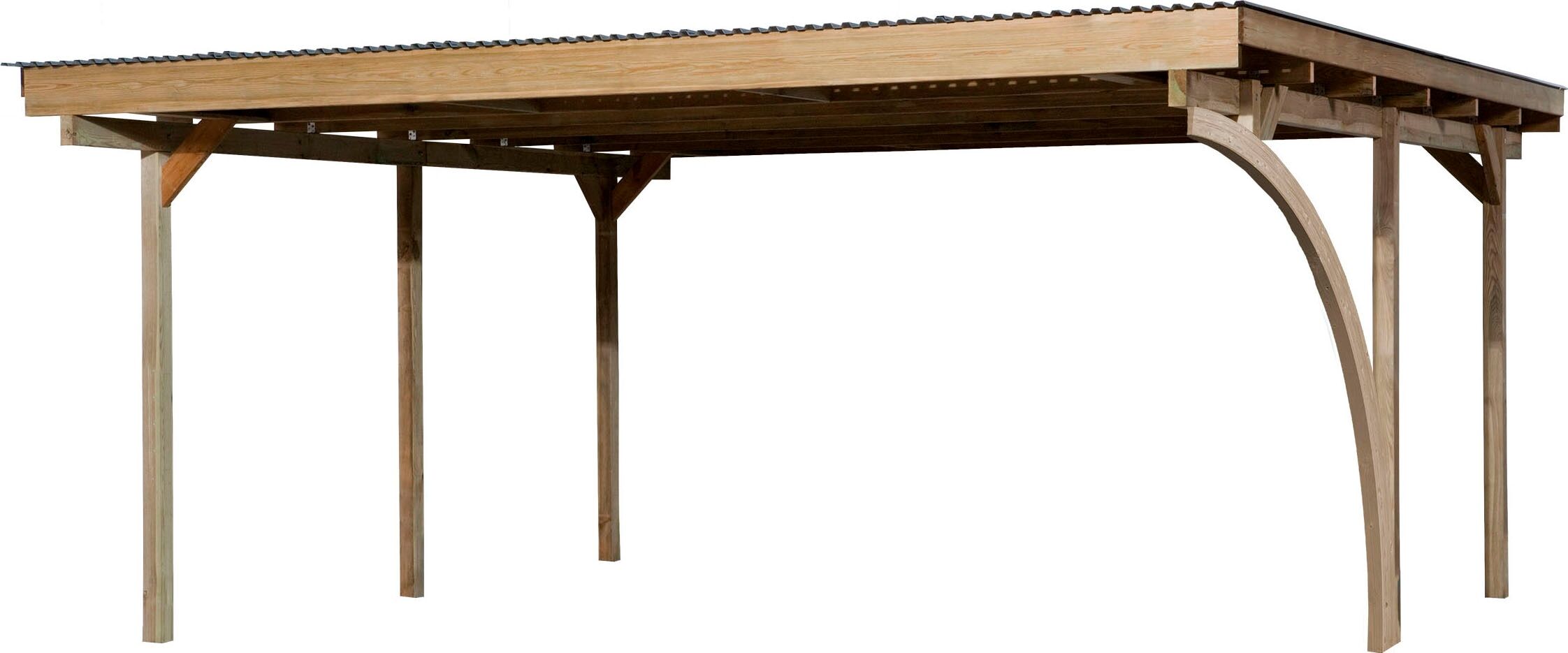 Doppelcarport WEKA "616 A", braun, B/H/T: 217cm x, Carports, mit Rundbogen wahlweise links- oder rechts montierbar