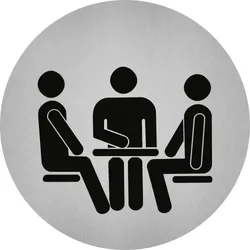 Aufkleber - Piktogramm Konferenzraum, Edelstahl, selbstklebend, Ø 50 mm
