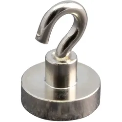 10 Magnethaken, Neodym 20 mm, Stahl, Neodym, silber